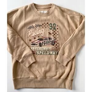 Abercrombie Kids Beige Racing Graphic Crewneck Sweatshirt Size 11/12